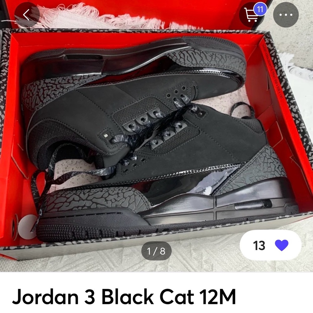 Jordan 3 Retro Black Cat Sneakers M12